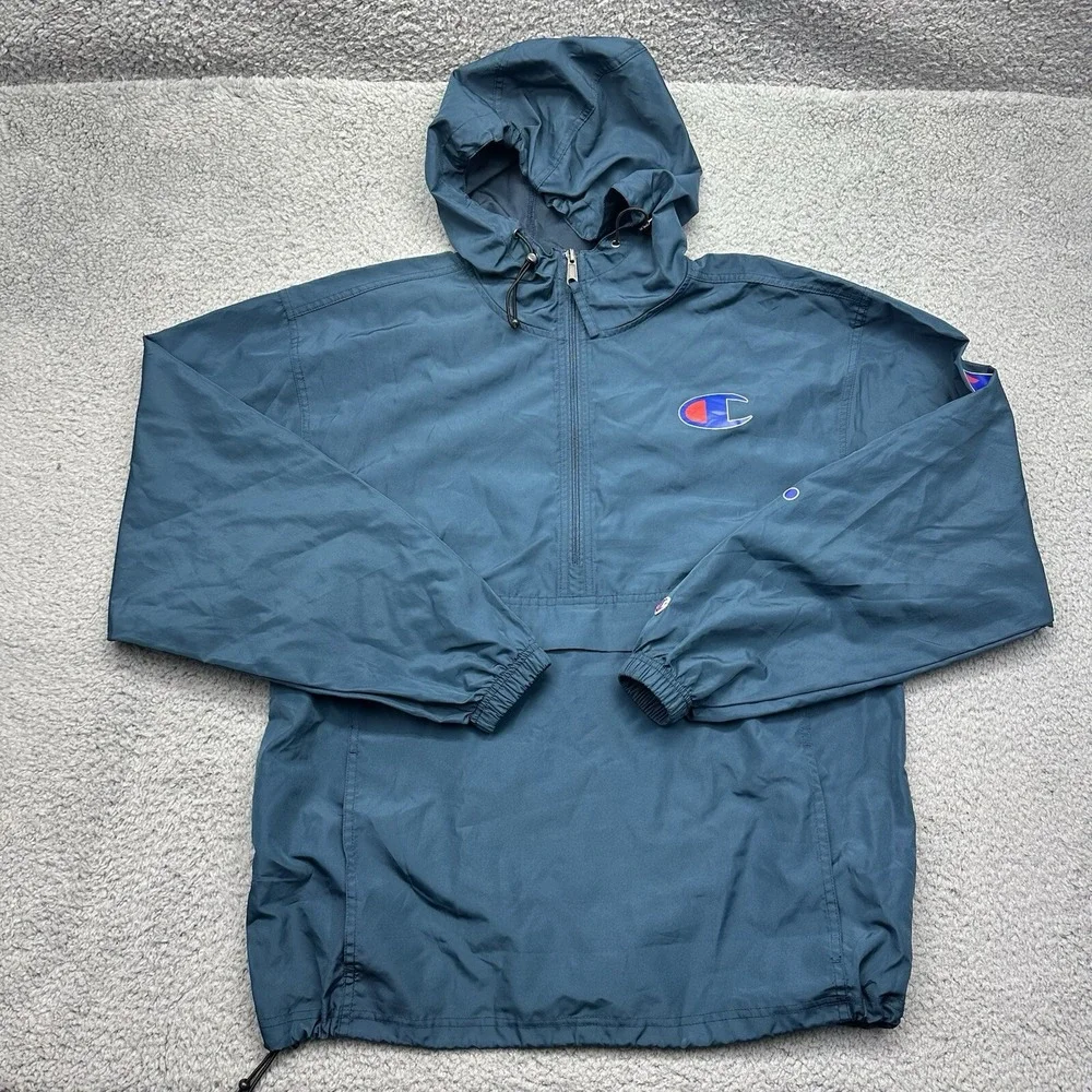 Champion V1012 Size Medium 549902 Packable Hooded Polyester Windbreaker Jacket